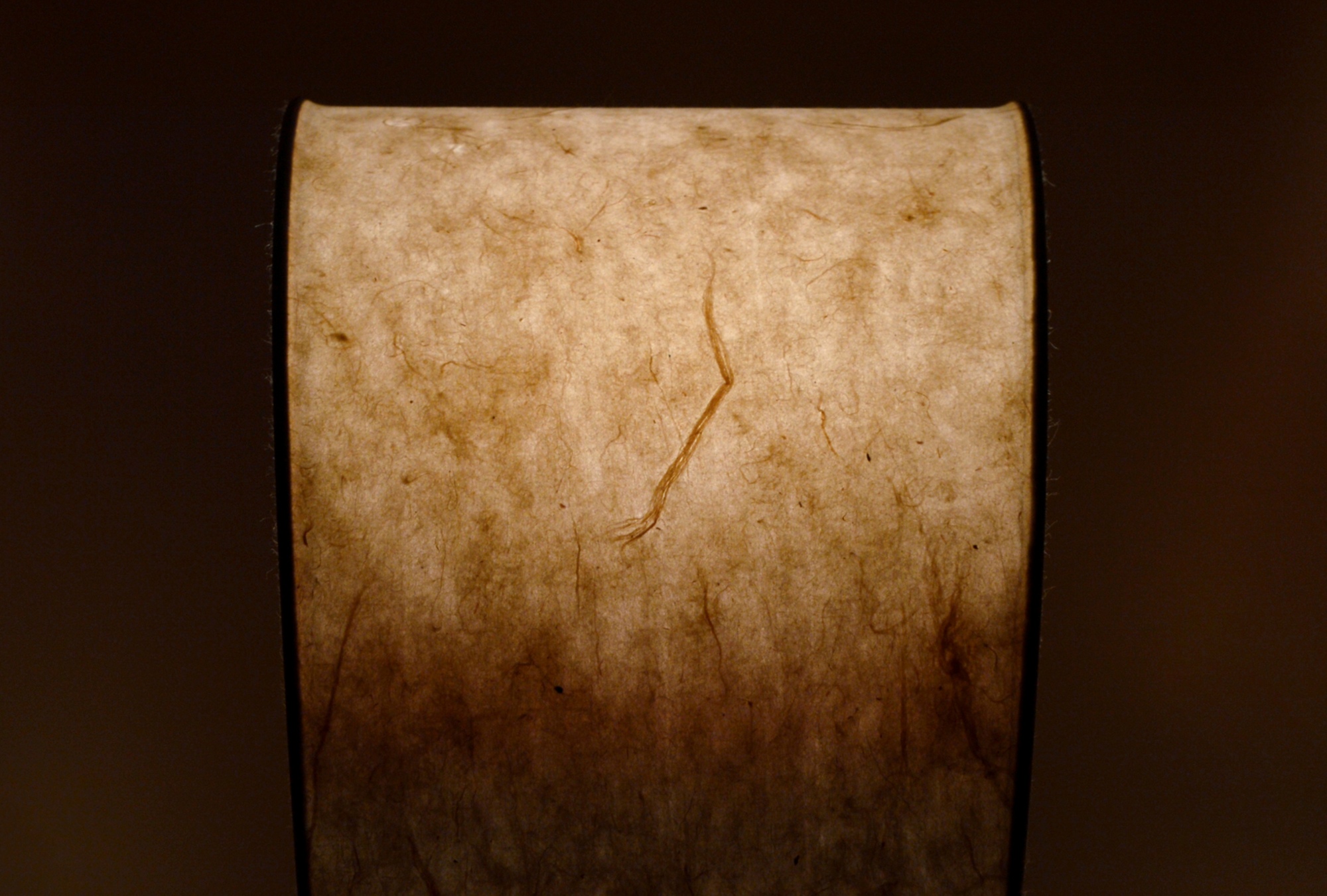 Détails des fribes de kozo de la voiles en papier washi artisanale de la lampe à poser Écla Terracotta de la Collection Aura par Maison Cédrat